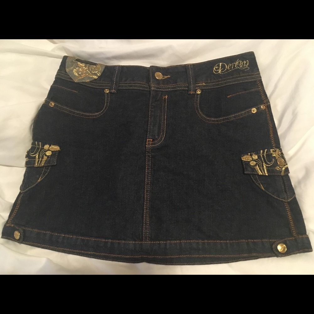 Girls Dereon Jean Skirt with gold embellishments